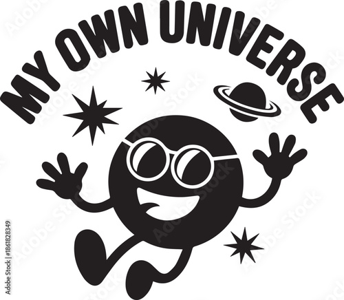 My own universe creative cosmic design with fun cartoon character