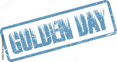 Golden Day Light Blue Distressed Stamp Mark for Celebratory Occasions