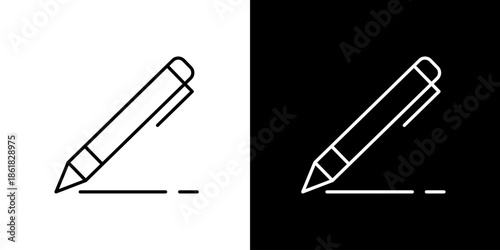 Minimalist Pen and Line Vector Icon for Writing, Editing, and Creative Processes – Simple Graphic Design Element