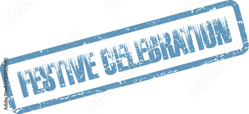 Festive Celebration Text within a Distressed Rubber Stamp Graphic for Party Invitations