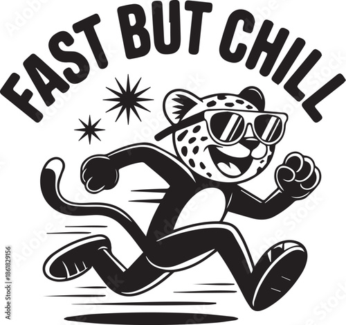 Fast but chill jaguar running with speed vector graphic illustration
