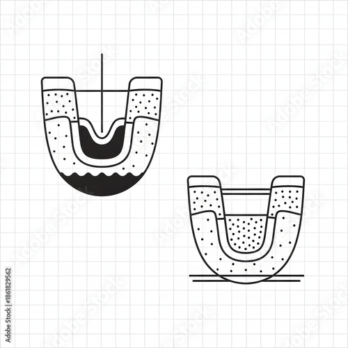 Detailed diagram of a mechanical component illustrating its internal structure and assembly process