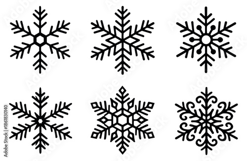 Wallpaper Mural Hand drawn line art snowflake icons set featuring varied winter designs for seasonal and holiday decoration Torontodigital.ca