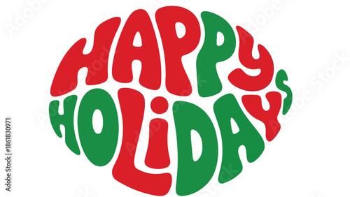 Happy Holidays festive text design in red and green colors