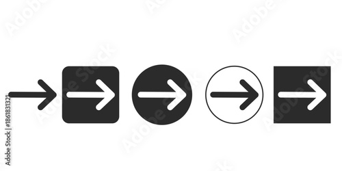Black and white sign in button icon variations for UI/UX design | Vector graphic of arrow entering door symbol for website navigation | Modern log in exit entrance graphic design element 