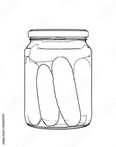 Jar Of Pickles With Fresh Cucumbers Preserved In Glass Jar For Home Cooking