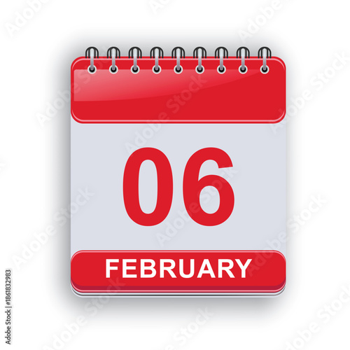 February 6 daily calendar template minimal clean design