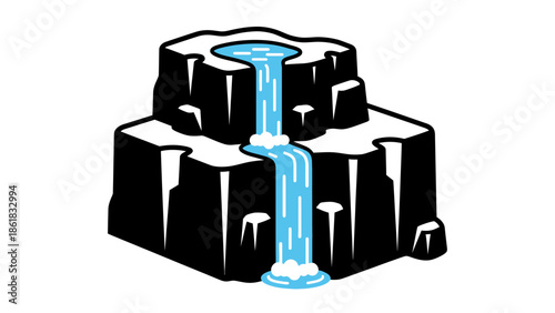 Stunning icy cliff with frozen waterfall