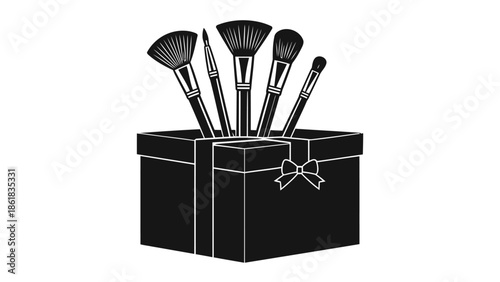 Makeup brushes in a gift box, perfect for beauty and cosmetics