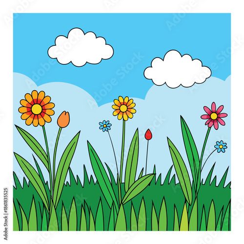 Bright summer flowers bloom in vivid colors, petals dancing in warm sunlight, filling gardens with fresh scents, joyful energy, and the carefree spirit of sunny days.
