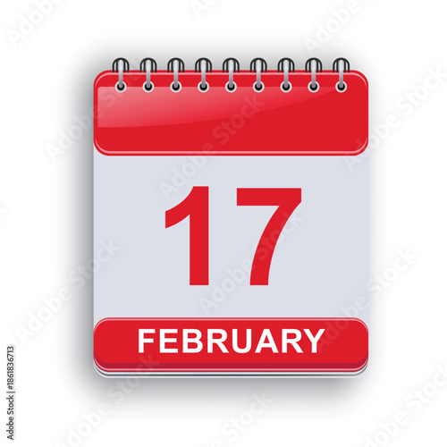 February 17 daily calendar template contemporary style
