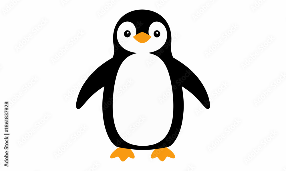 Obraz premium cartoon penguin black and white bird cute animal.
