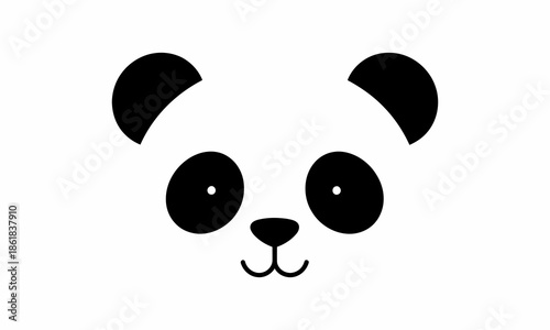 cute panda face black and white.