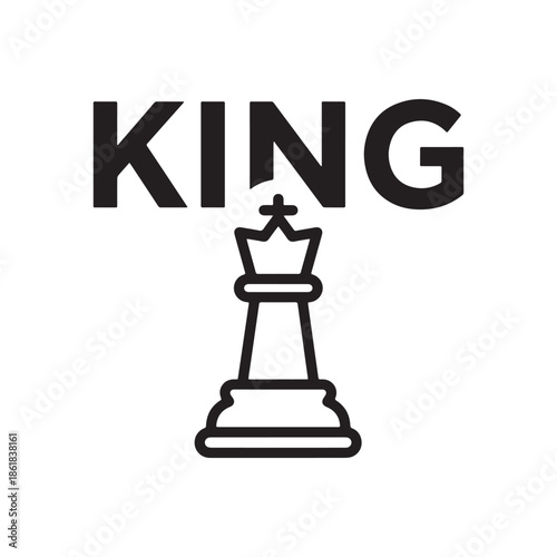 Bold King Chess Logo With Crown Icon Minimal Black Strategy Symbol Design. 