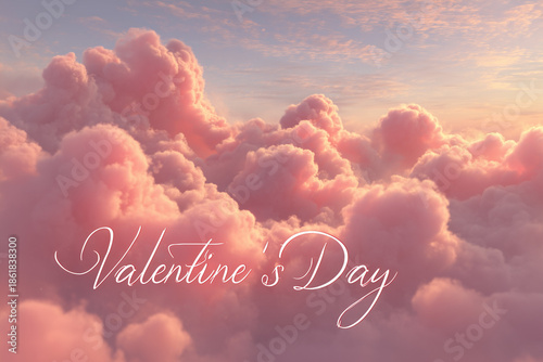 Romantic Pink Clouds at Sunset. Soft pink clouds at sunset create a romantic atmosphere, ideal for Valentine's Day cards or dreamy designs.