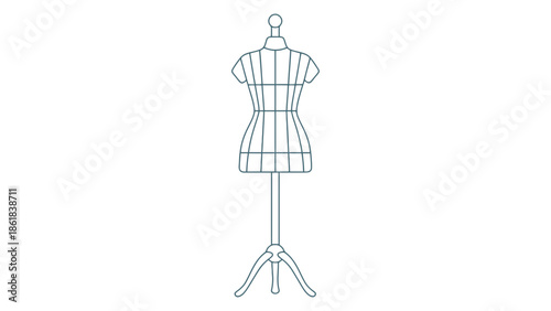 Simple outline of a dress form on a stand, ready for design inspiration.