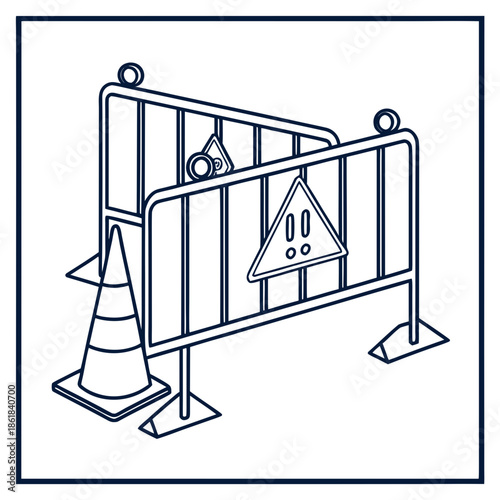 Construction barrier with warning sign