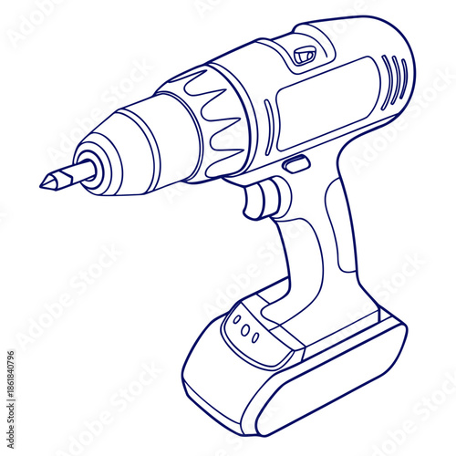 Cordless drill with attached screwdriver bit
