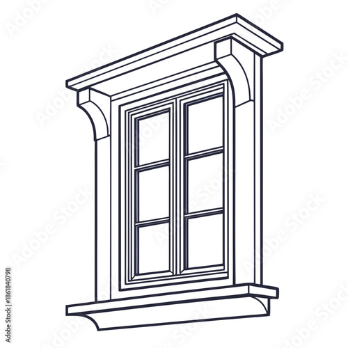 Classic window with ornate trim