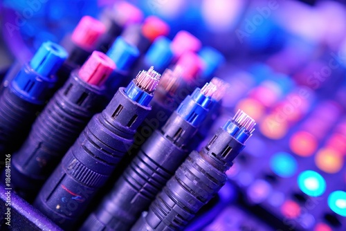 Close up of connected fiber optic cables showing termination details