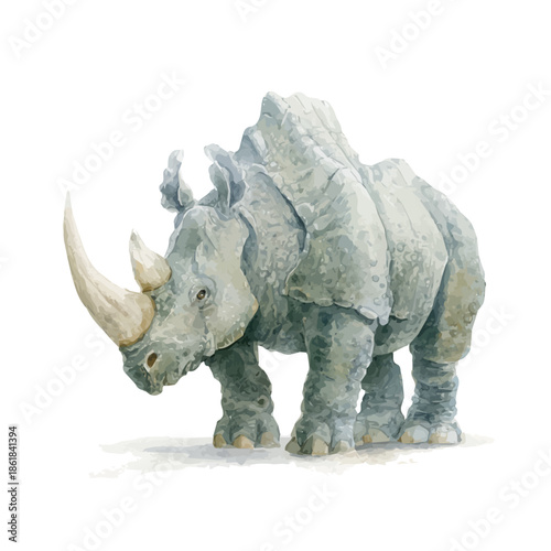 Behemoth, watercolor vector, isolated on a white background.