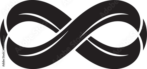 A stylized black infinity symbol on white