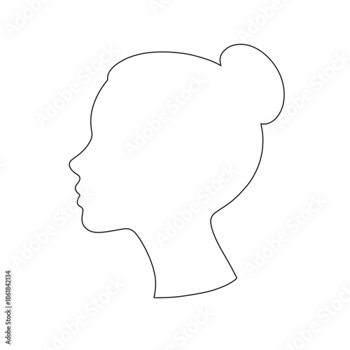 Woman Head Profile Line Art Collection – Clean Outline Style