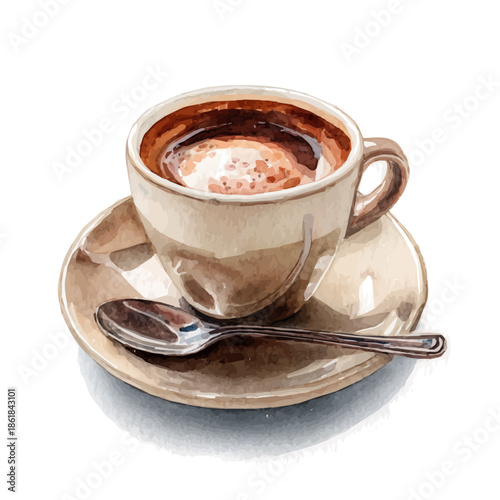 Caffe Mocha, watercolor clipart vector, isolated on a white background.