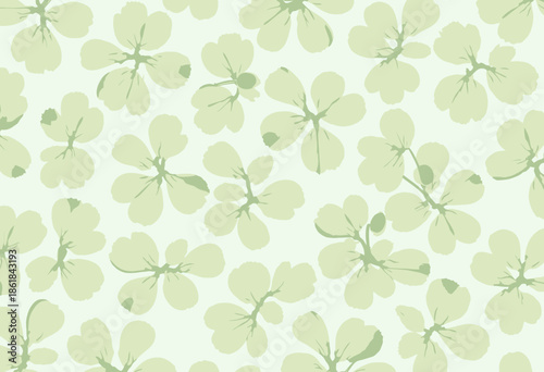 Delicate Pale Green Floral Pattern Featuring Soft Petal Designs with Light Background Creating a Harmonious and Calming Decorative Theme