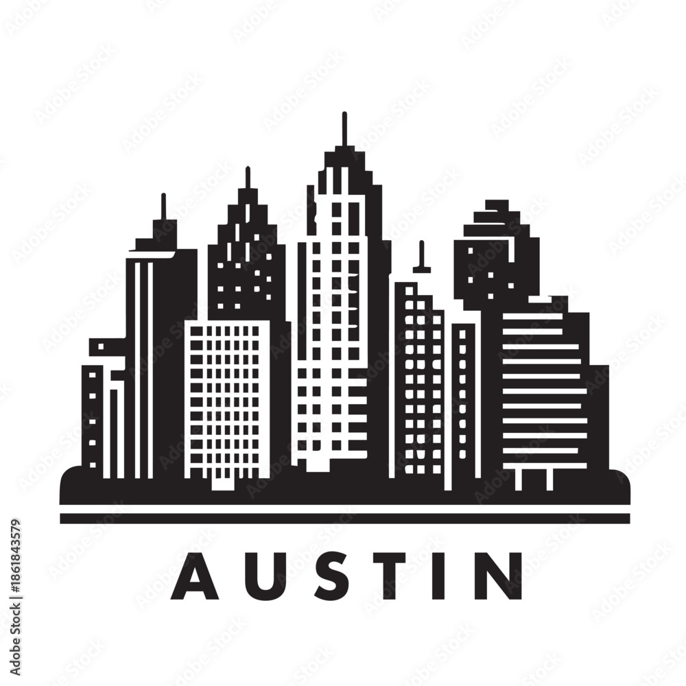 Obraz premium Austin City Skyline Icon Vector