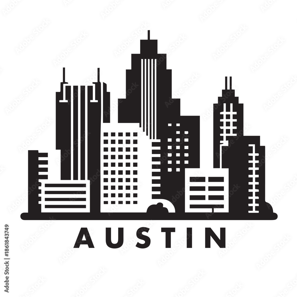 Fototapeta premium Austin City Skyline Icon Vector