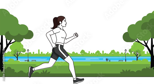 young woman running in park
