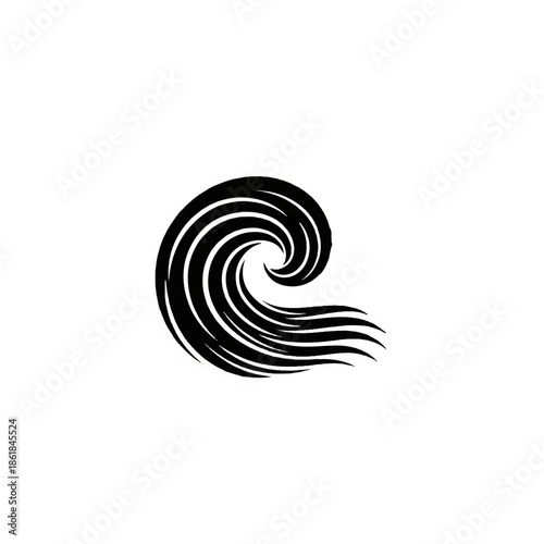 Black swirl wave icon on white background