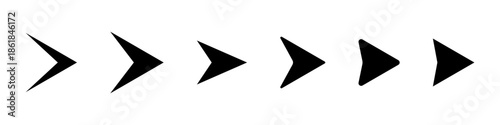 Set of diverse black right-pointing arrow icons for navigation and play functions