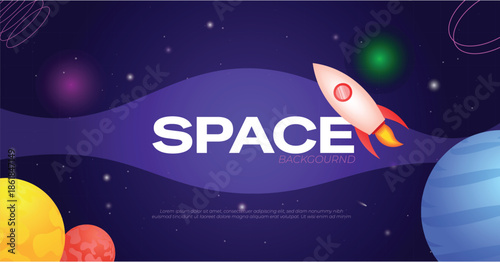 Futuristic Space Vector Poster Design with Planets, Stars, and Galaxy Elements