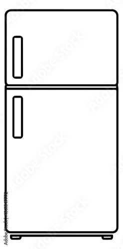 Line art illustration of a refrigerator depicting a household cooling appliance for modern kitchens