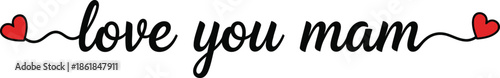 Happy mother's day greeting love you mam isolated on transparent background