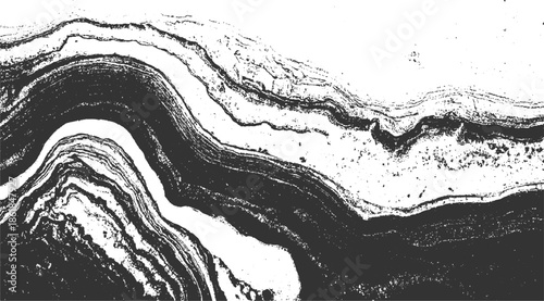 Black and white abstract texture with layered wavy lines and speckles background