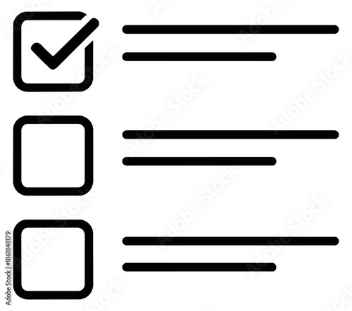 Simple line art illustration of a checklist depicting a completed task for productivity