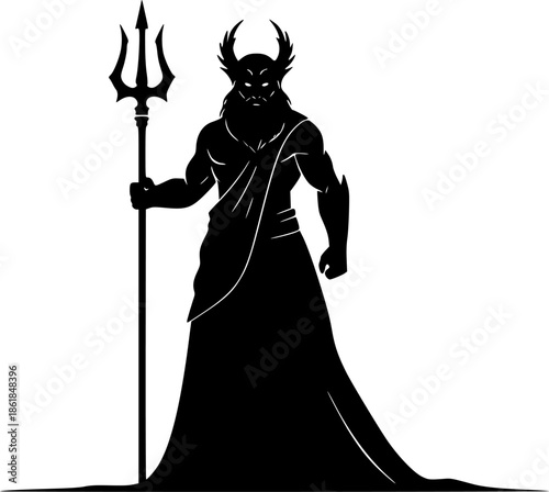 Poseidon Trident Silhouette Vector Illustration