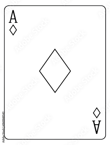 Line art illustration of an ace of diamonds playing card depicting its classic design for casino games and entertainment