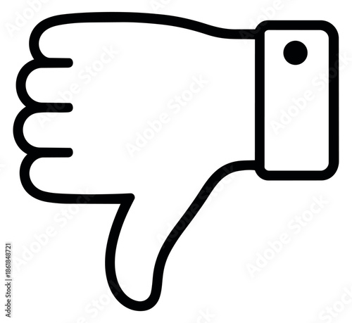 Line art illustration of a thumbs down hand depicting dislike for social media feedback