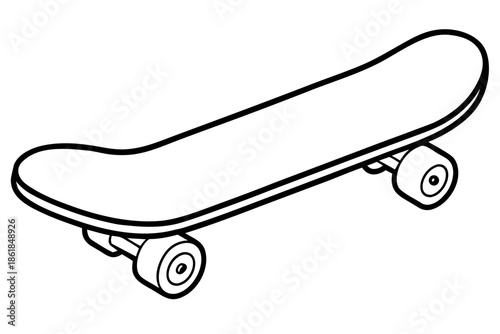 skateboard outline, Outline drawing of a skateboard with wheels Vector, skateboard coloring book page line art