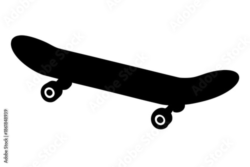 skateboard black silhouette, Simple black silhouette of a skateboard, skateboard isolated