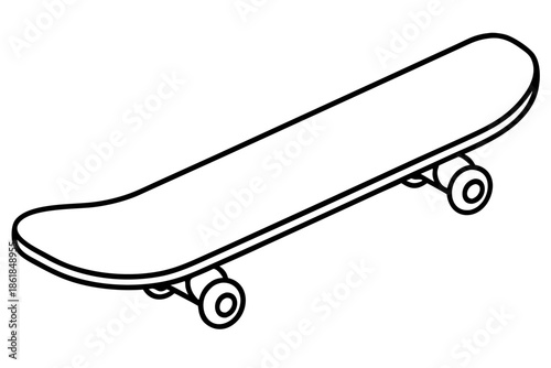 skateboard outline, Outline drawing of a skateboard with wheels Vector, skateboard coloring book page line art