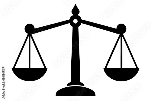 Scales of justice symbolizing balance and fairness in the legal system Vector,  law scale silhouette 