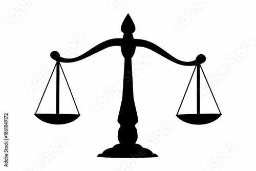 Scales of justice symbolizing balance and fairness in the legal system Vector,  law scale silhouette 