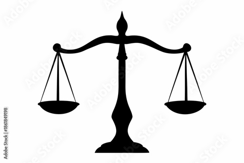 Scales of justice symbolizing balance and fairness in the legal system Vector,  law scale silhouette 