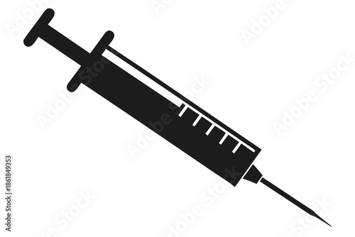 medical syringe outline, syringe isolated Black silhouette of a medical syringe Vector, 