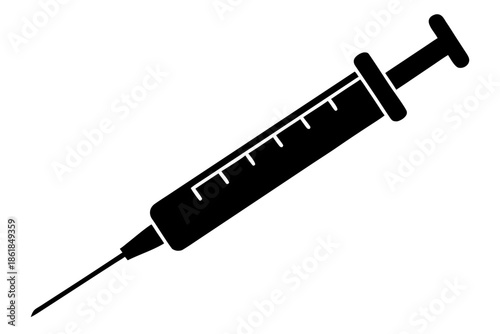 medical syringe outline, syringe isolated Black silhouette of a medical syringe Vector, 